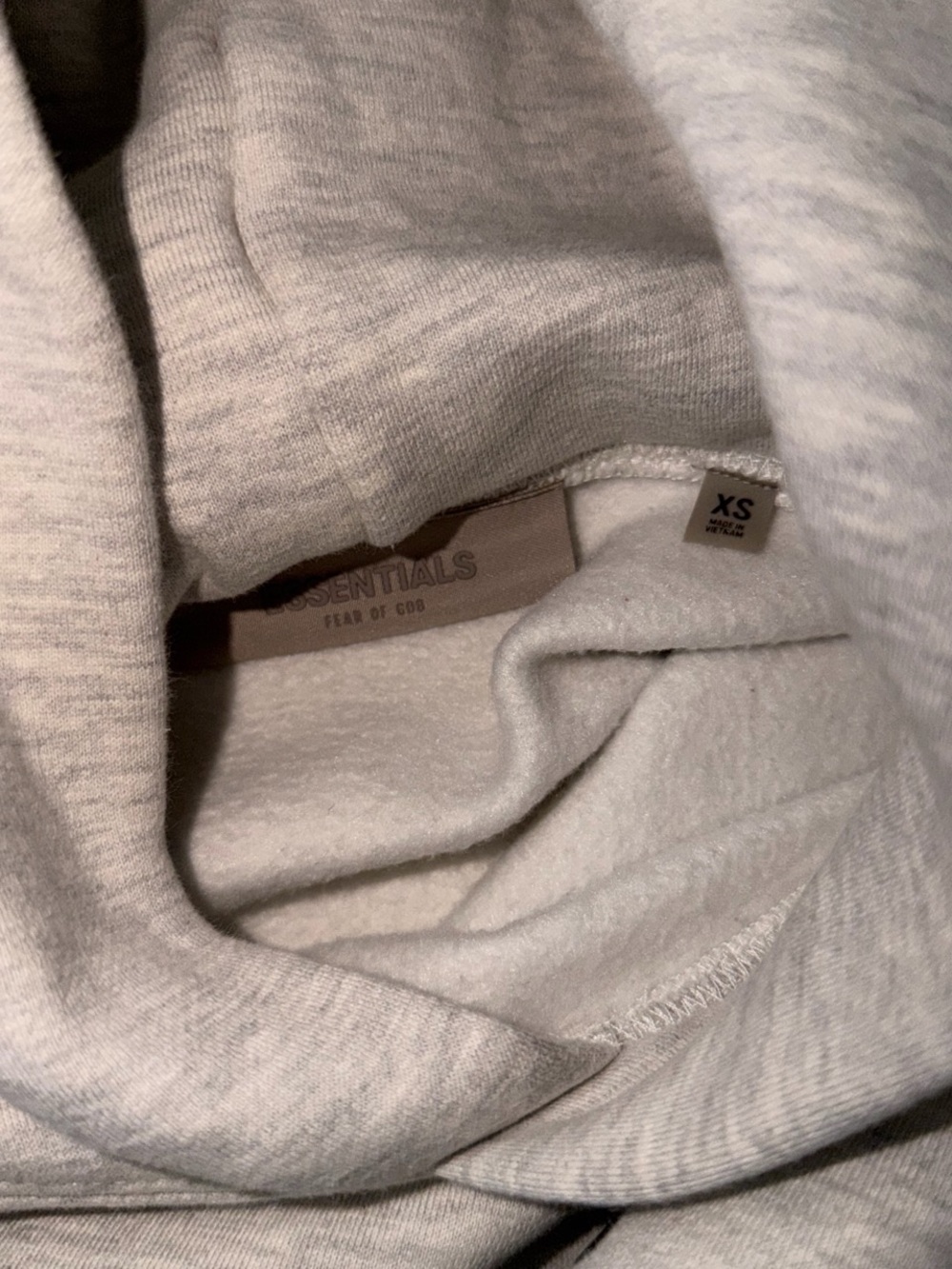 Fear of God ESSENTIALS Heather Light Gray Hoodie with Black Logo - Picture 5 of 5